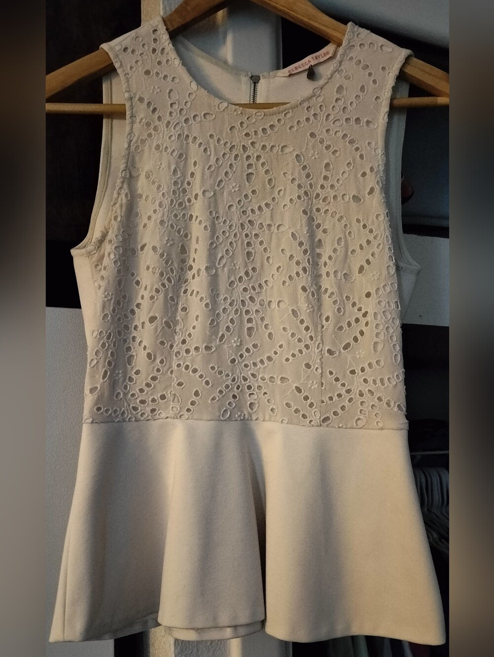 Rebecca Taylor White Eyelet Fit-and-Flare Dress- Size 0